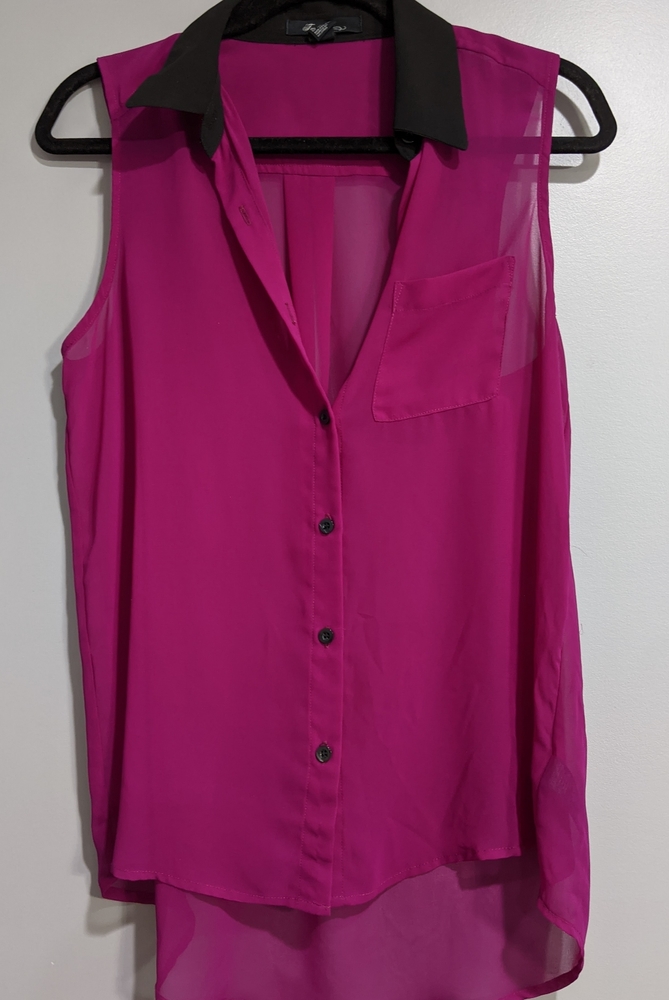 Forever 21 sheer magenta black tank top